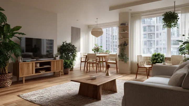 Assembled IKEA furniture in modern NYC apartment