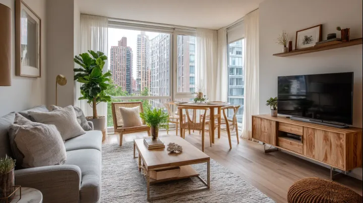 Furniture assembly experts working in a modern NYC apartment