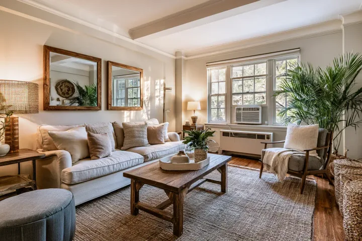 Finished room with a professionally installed window air conditioner in NYC