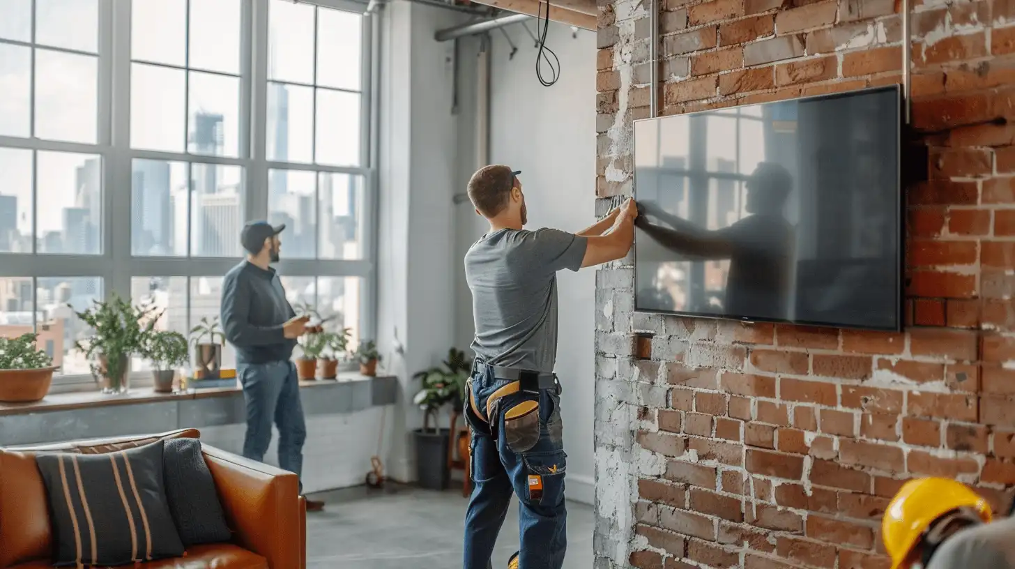 Same-day TV installation team working in NYC